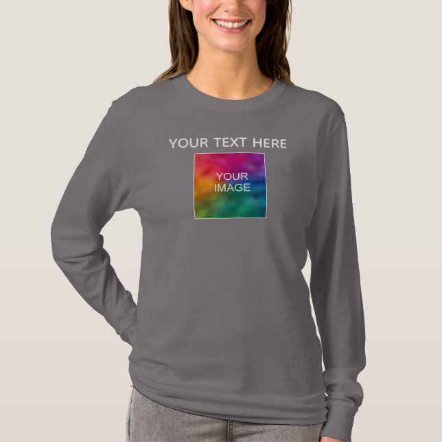Customisable Text Image Colour Womens Long Sleeve T-Shirt (Front)