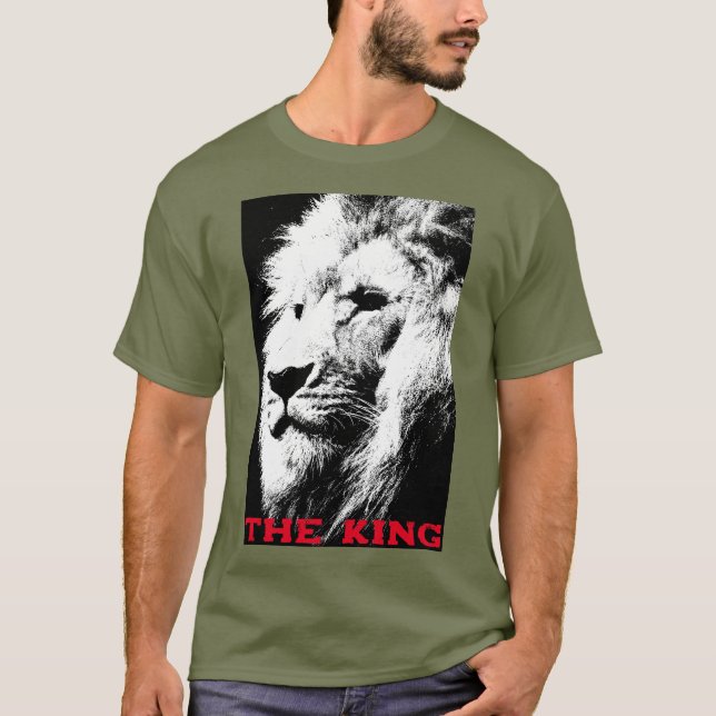 Customisable Text Lion Face Mens Fatigue Green T-Shirt (Front)