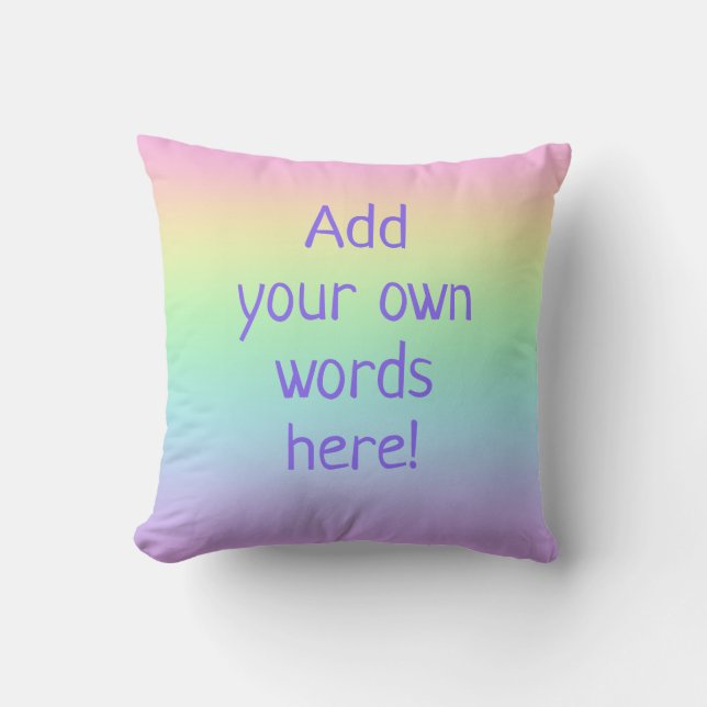 Customisable Text  Pastel Rainbow Throw Pillow (Front)