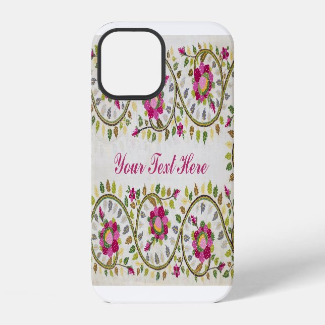 Customisable Text, Peonies Pattern, William Morris iPhone Case (Back)