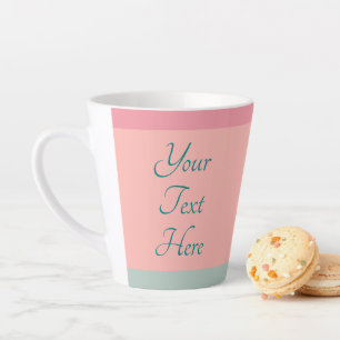 Customisable Text Script Pink Peach Teal Small Latte Mug