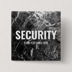 Customisable Text Security Black Marble Template 15 Cm Square Badge