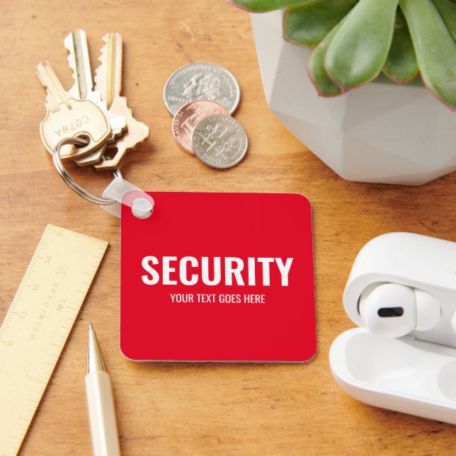 Customisable Text Security Template Square Key Ring (Desk)