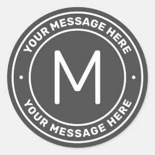 Customisable Text Template    Dark Grey & White Classic Round Sticker