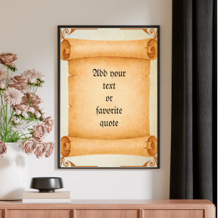 Customisable Text Victorian Vintage Scroll Poster 