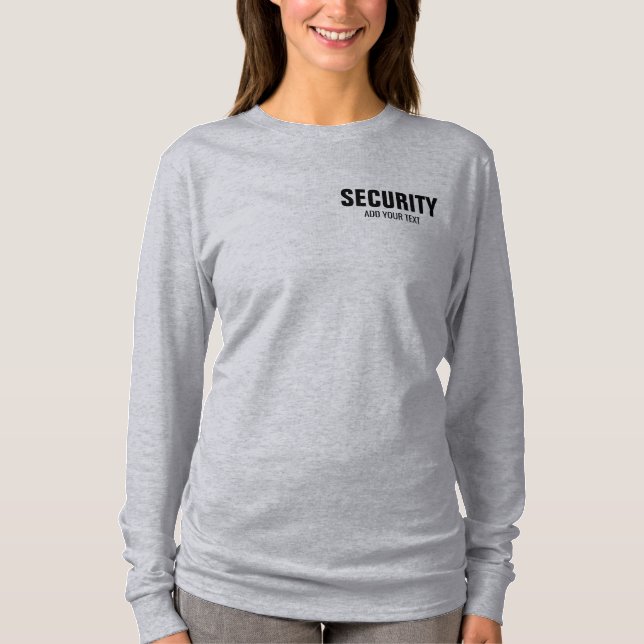 Customisable Text Womens Long Sleeve Grey Modern T-Shirt (Front)