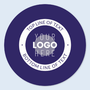 Customisable Text & Your Logo   Dark Blue Purple Classic Round Sticker