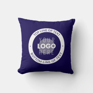Customisable Text & Your Logo Dark Blue Purple Cushion