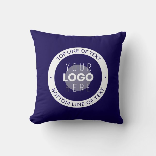 Customisable Text & Your Logo | Dark Blue Purple Cushion (Front)