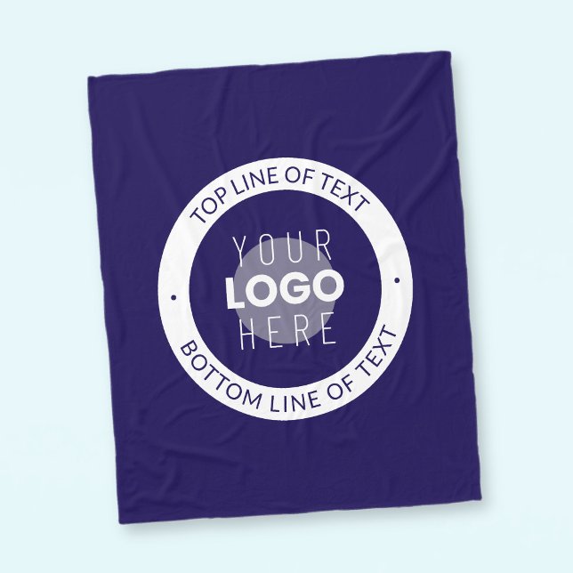 Customisable Text & Your Logo | Dark Blue Purple Fleece Blanket (Creator Uploaded)