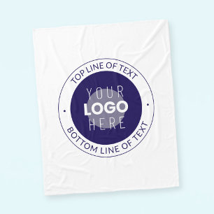 Customisable Text & Your Logo   Dark Blue Purple Fleece Blanket