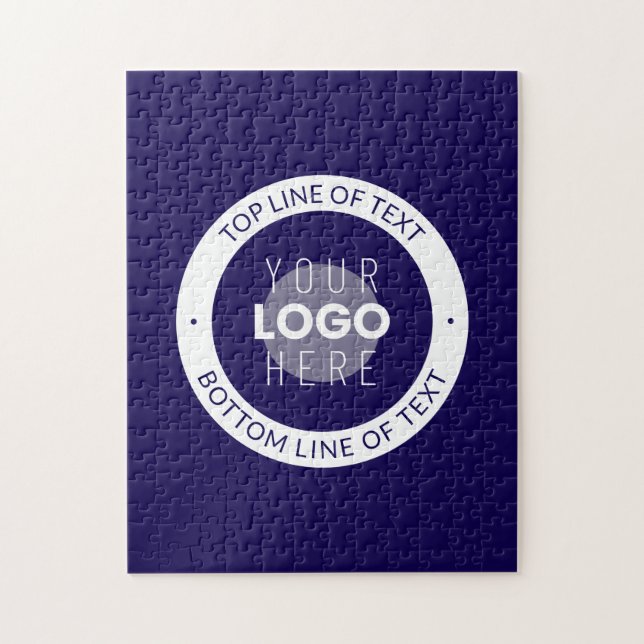 Customisable Text & Your Logo | Dark Blue Purple Jigsaw Puzzle (Vertical)