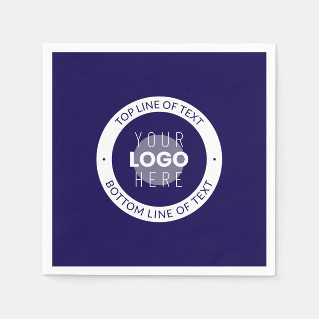 Customisable Text & Your Logo | Dark Blue Purple Napkin (Front)