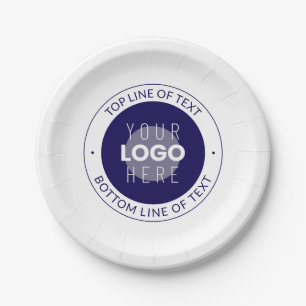 Customisable Text & Your Logo   Dark Blue Purple Paper Plate