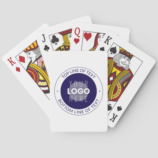 Customisable Text & Your Logo | Dark Blue Purple Playing Cards (Back)
