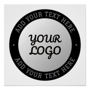 Customisable Text & Your Logo Grey Gradient Poster