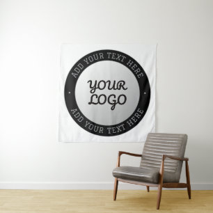 Customisable Text & Your Logo Grey Gradient Tapestry