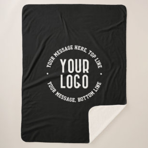Customisable Text & Your Uploaded Logo or Image   Sherpa Blanket