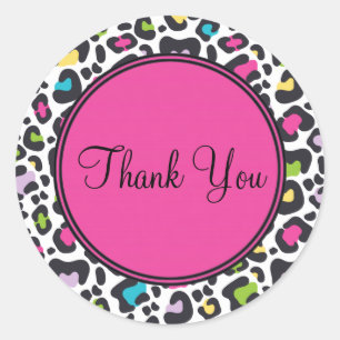 Customisable Thank You Sticker   Neon Leopard