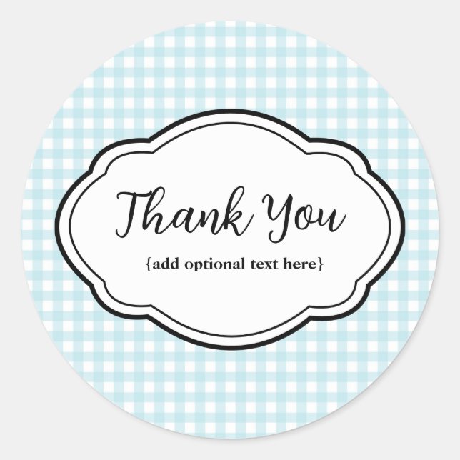 Customisable Thank You Sticker Red & White Gingham (Front)