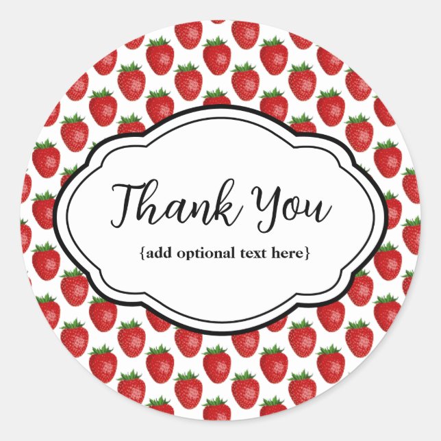 Customisable Thank You Sticker Strawberries (Front)
