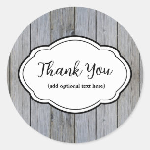 Customisable Thank You Sticker Weathered Wood