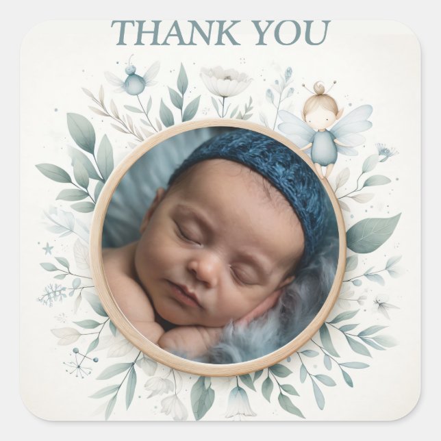 Customisable "Thank You" Stickers with Fairy Frame (Front)