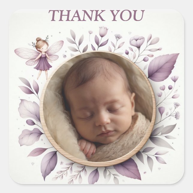 Customisable "Thank You" Stickers with Fairy Frame (Front)