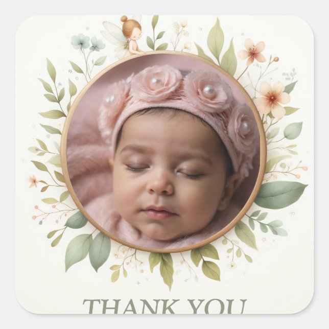 Customisable "Thank You" Stickers with Fairy Frame (Front)