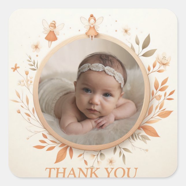 Customisable "Thank You" Stickers with Fairy Frame (Front)
