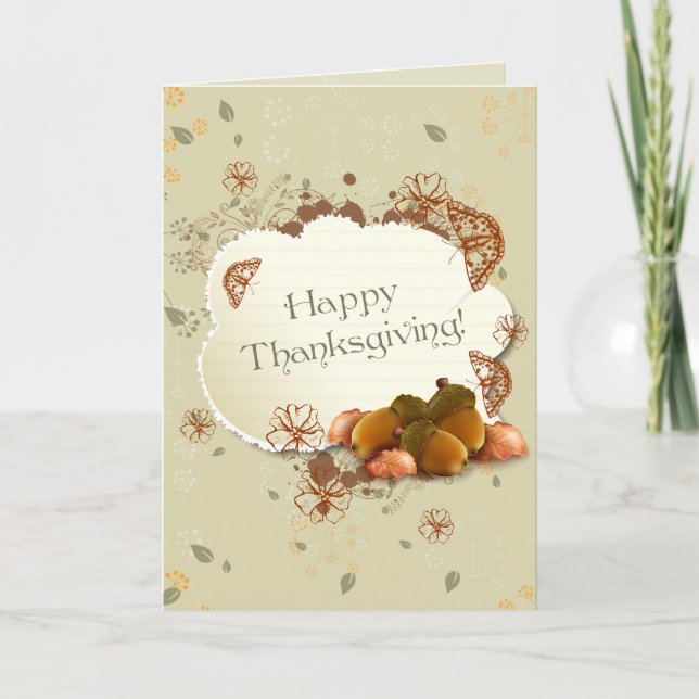 Customisable Thanksgiving Card with Acorns (Front)