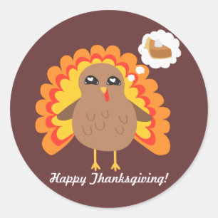 Customisable Thanksgiving Turkey Classic Round Sticker