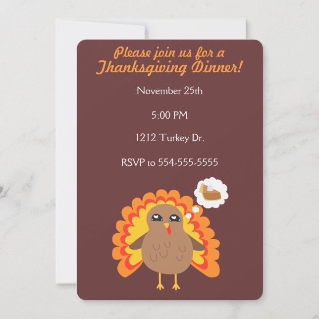 Customisable Thanksgiving Turkey Invitation (Front)