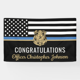 Customisable Thin Blue Line Police Retirement Banner