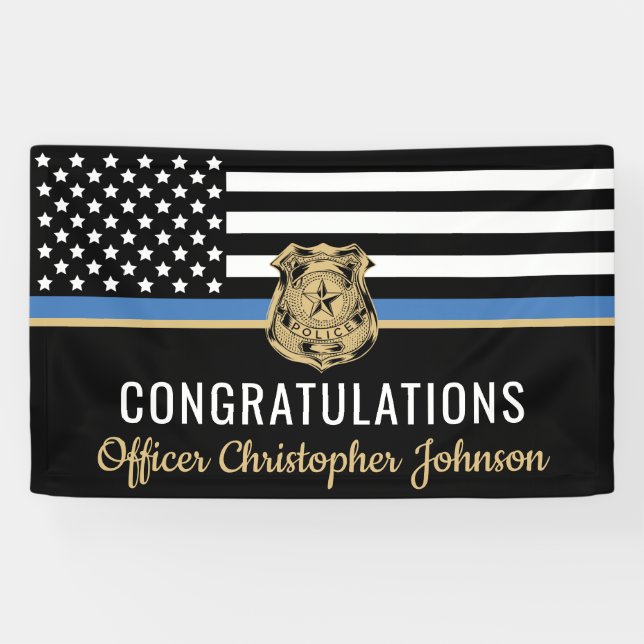 Customisable Thin Blue Line Police Retirement Banner (Horizontal)
