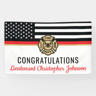 Customisable Thin Red Line Firefighter Retirement Banner