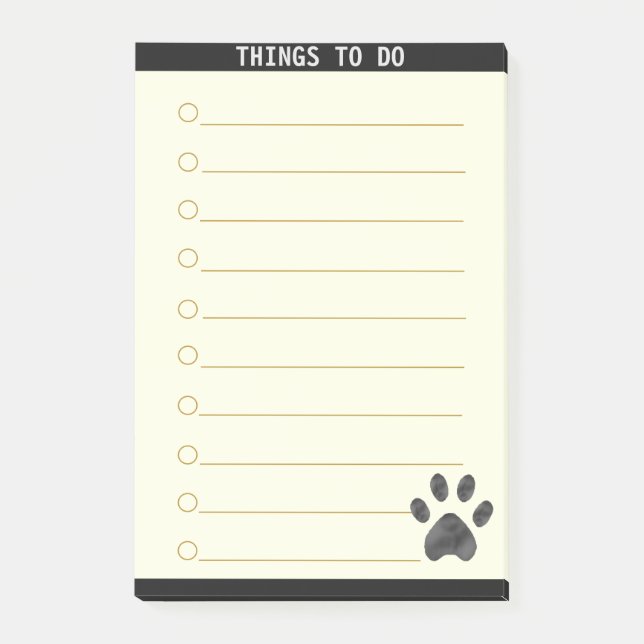 Customisable Things To Do & Cute Paw Post-it Notes (Front)