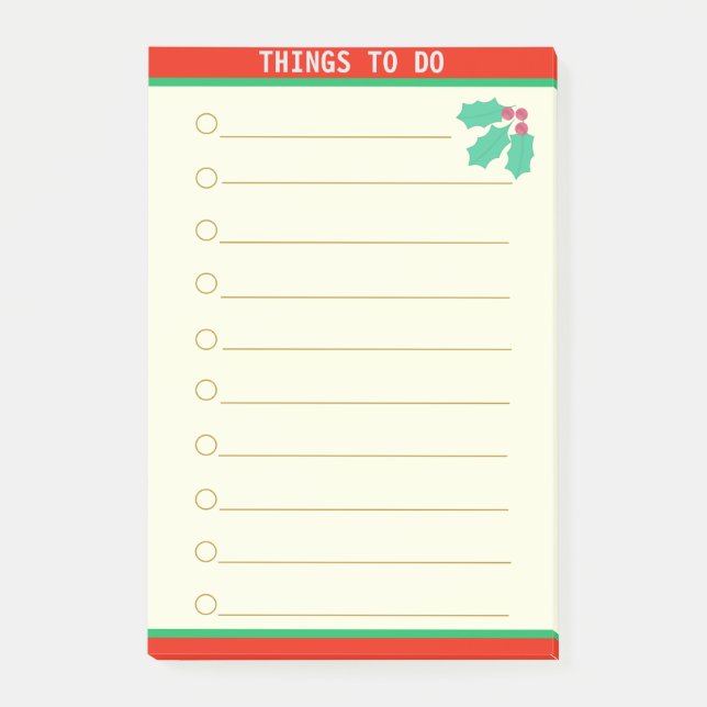 Customisable Things To Do & Holly Berry Post-it Notes (Front)