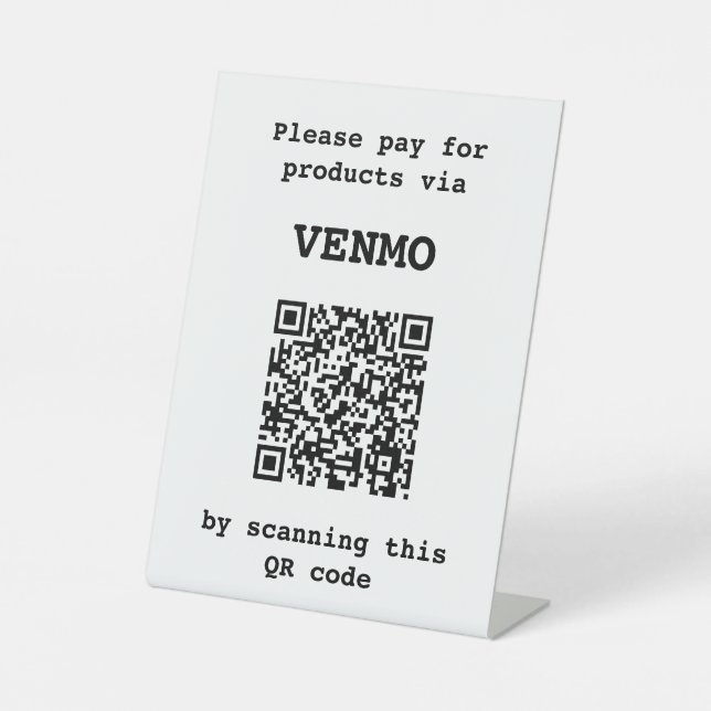 Customisable Three lines of text One QR code Pedestal Sign (Front)