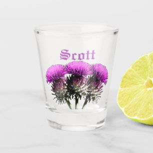 Customisable Three Scottish Thistles Shot Glass