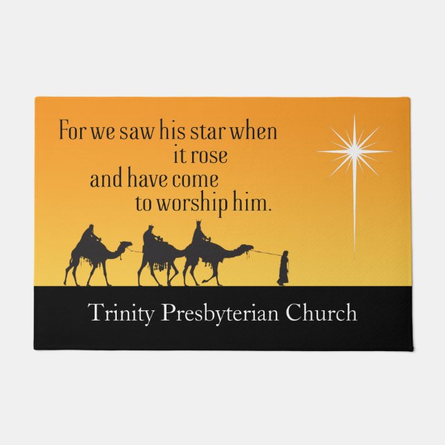 Customisable Three Wise Men Star of Bethlehem Doormat (Front)