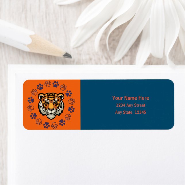 Customisable Tiger Head Return Address Label  (Insitu)