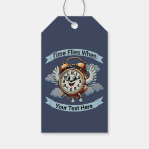 Customisable "Time Flies When" Flying Clock Gift Tags