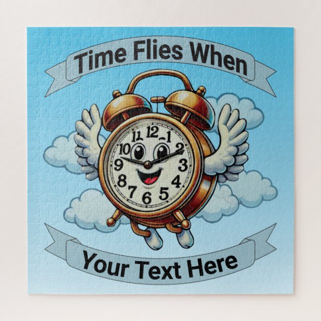 Customisable "Time Flies When" Flying Clock Jigsaw Puzzle (Vertical)