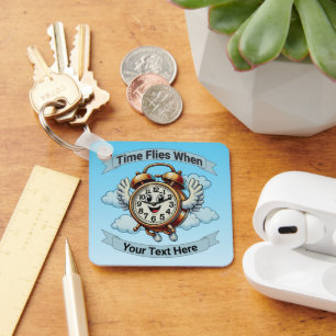 Customisable "Time Flies When" Flying Clock Key Ring