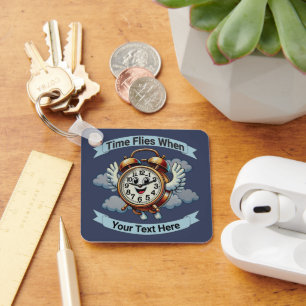 Customisable "Time Flies When" Flying Clock Key Ring
