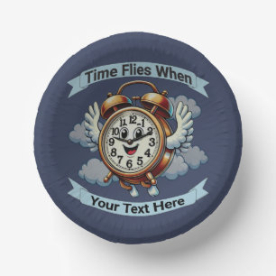 Customisable "Time Flies When" Flying Clock Paper Plate