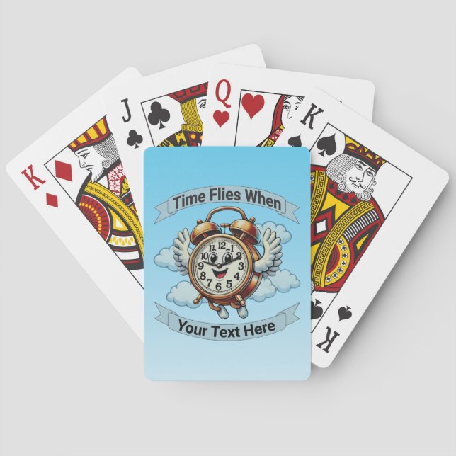 Customisable "Time Flies When" Flying Clock Playing Cards (Back)