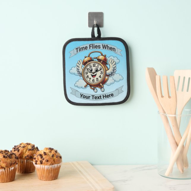 Customisable "Time Flies When" Flying Clock Pot Holder (Insitu(Hanging))
