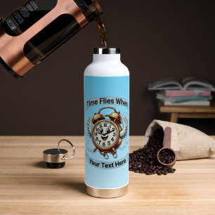 Customisable "Time Flies When" Flying Clock Water Bottle